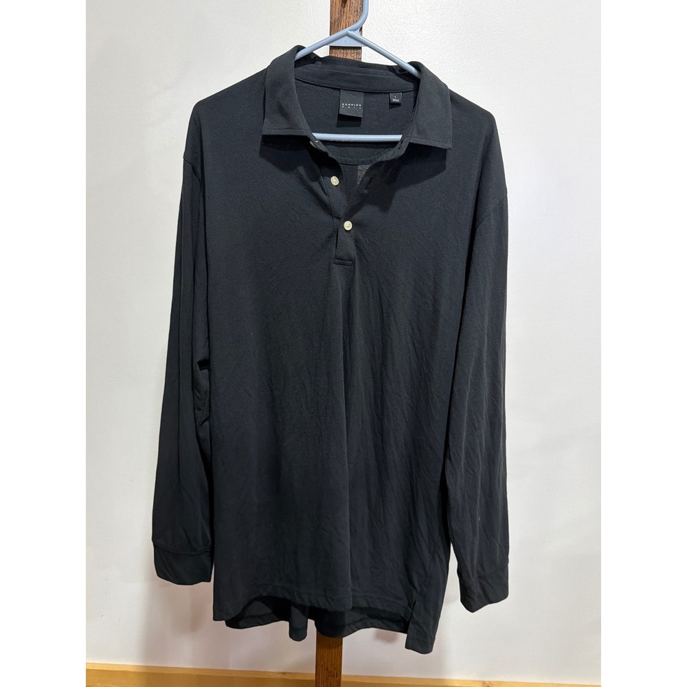 Dunning Golf Mens Long Sleeve Performance Polo Shirt Black Large L Activewear